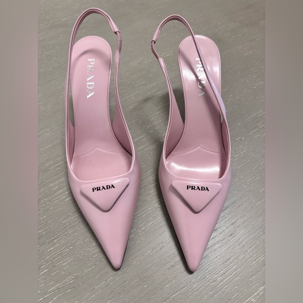 Patent Padded Triangle Slingback Pumps